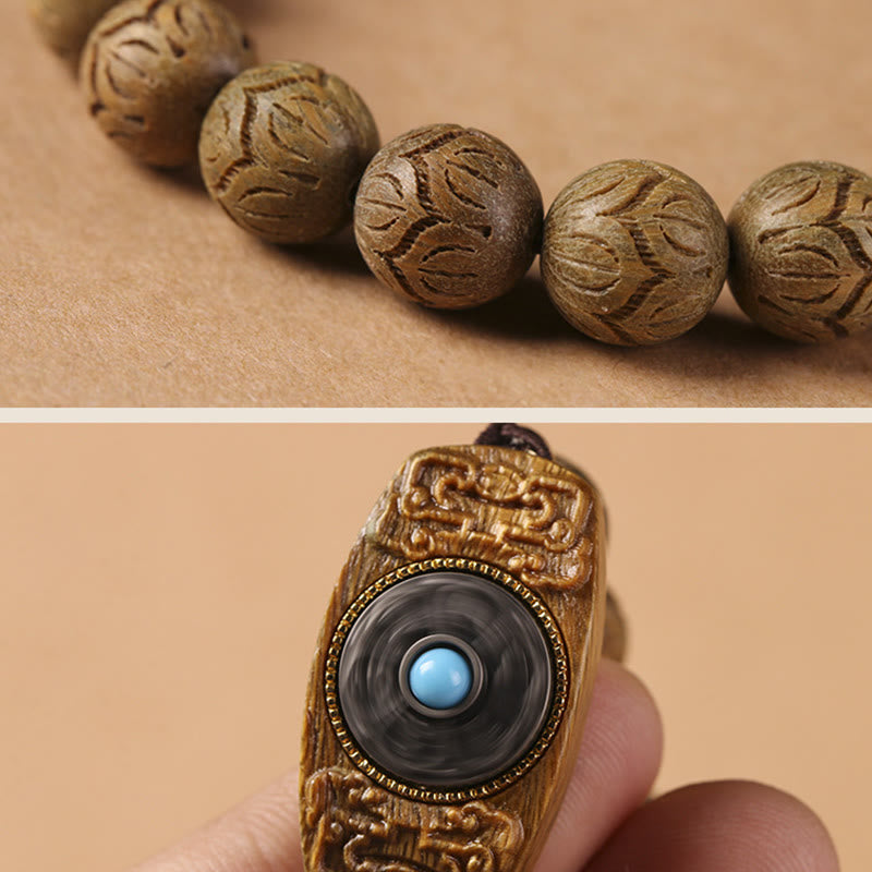 Green Sandalwood Ebony Wood Sandalwood Om Mani Padme Hum Soothing Bracelet