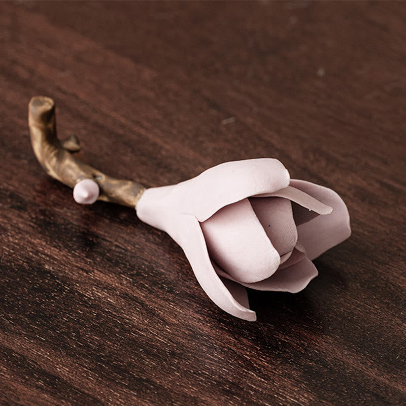 Gardenia Flower Pattern Ceramic Incense Burner Decoration