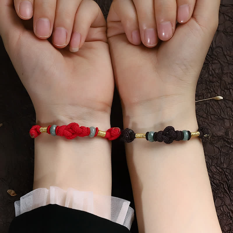 Red String Jade Luck Fortune Knot Braided String Bracelet