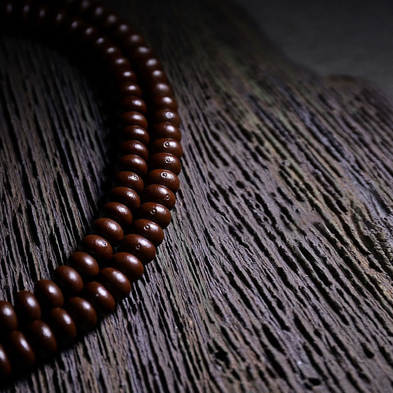 Natural Tibet 108 Mala Beads Purple Bodhi Seed Three-eyed Dzi Bead Copper Dorje Harmony Bracelet