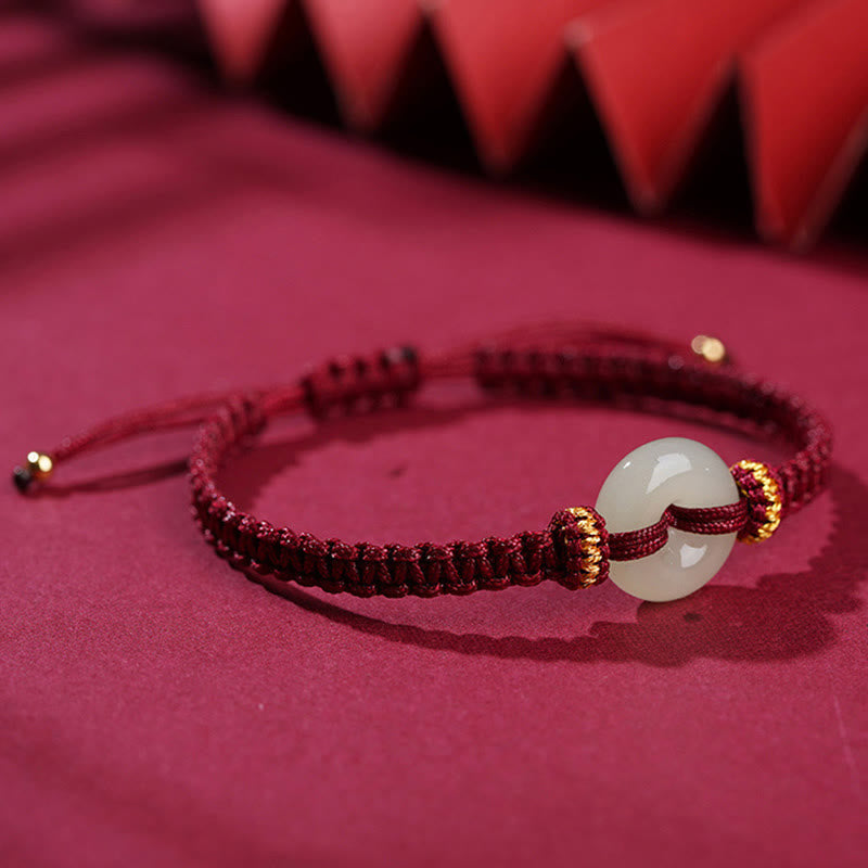 Peace Buckle Jade Abundance Braided Bracelet