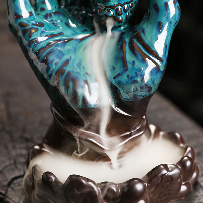 Halloween Ghost Hand Skull Head Ceramic Peace Incense Burner Decoration