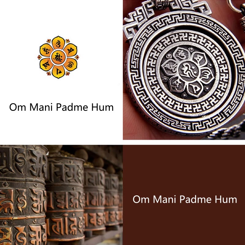 Tibetan Om Mani Padme Hum Double Dorje Vajra Rotatable Purity Peace Necklace Pendant
