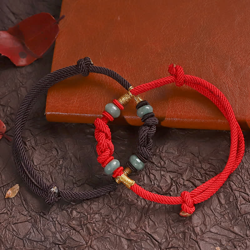 Red String Jade Luck Fortune Knot Braided String Bracelet
