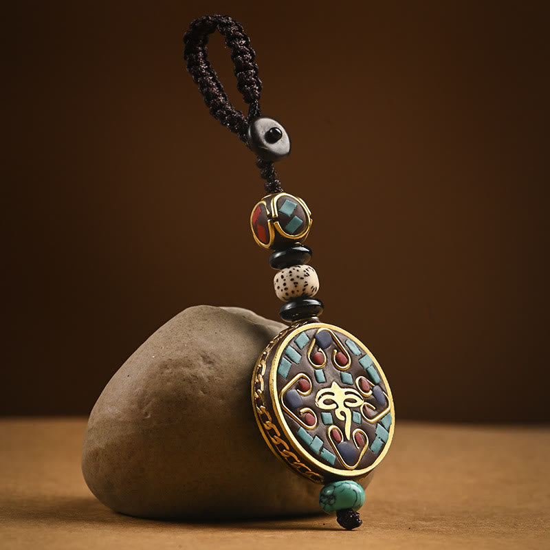 Tibetan Om Mani Padme Hum Bodhi Seed Peace Key Chain