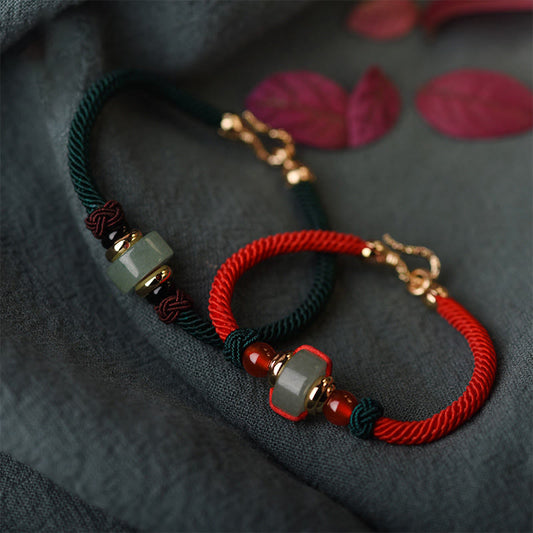 Tibetan Green Aventurine Luck Braid String Bracelet