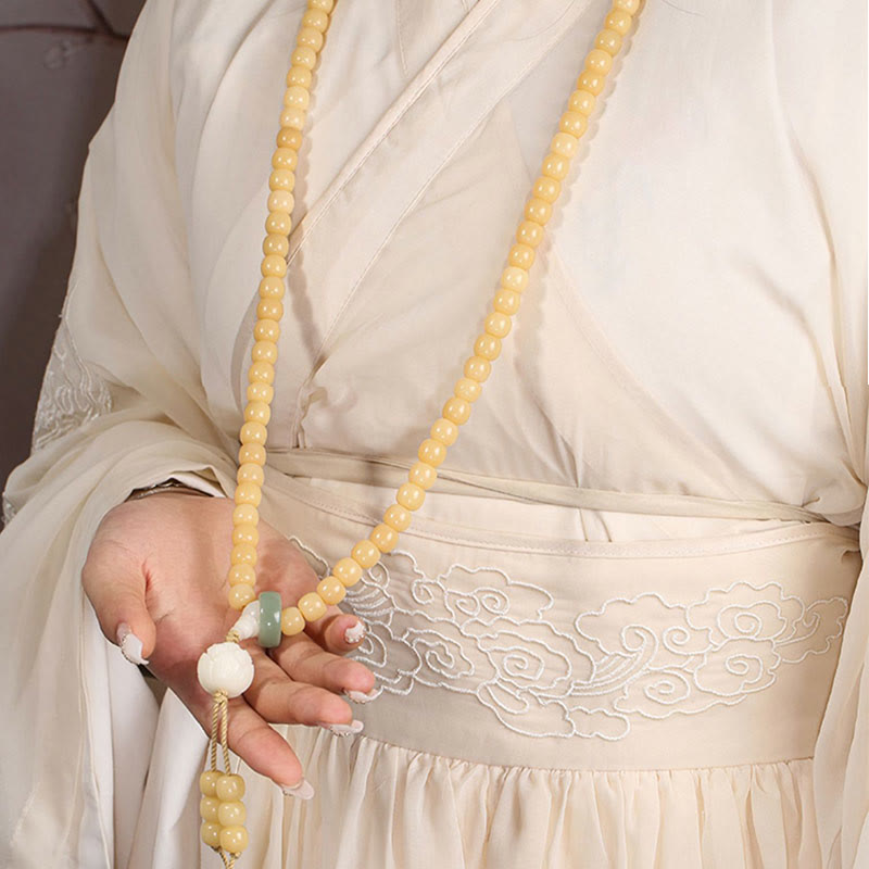 Natural Bodhi Seed Lotus Dzi Bead Peace Harmony Charm Bracelet