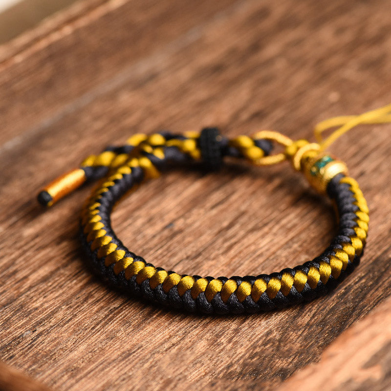 Handmade Tibetan Black Gold Dragon Scale Rope Om Mani Padme Hum Purity Bracelet