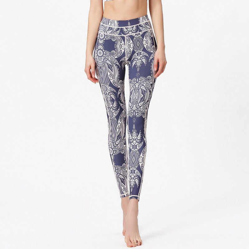 Flowers Leaves Print Pants Sports Fitness Yoga Leggings Women's Yoga Pants