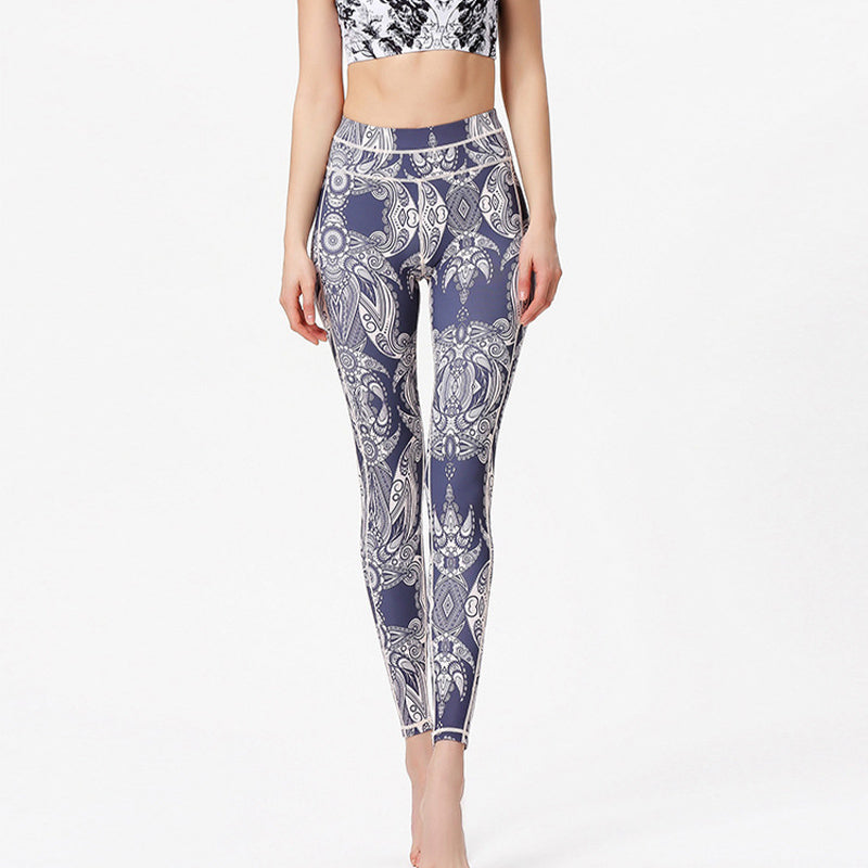 Flowers Leaves Print Pants Sports Fitness Yoga Leggings Women's Yoga Pants