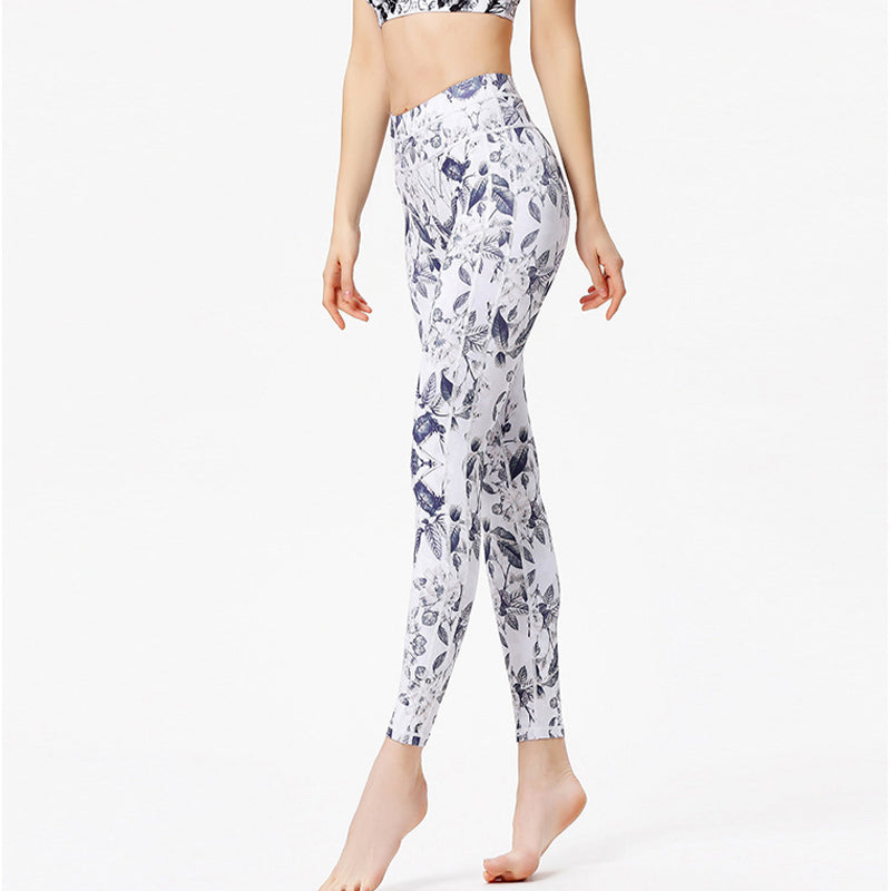 Flowers Leaves Print Pants Sports Fitness Yoga Leggings Women's Yoga Pants