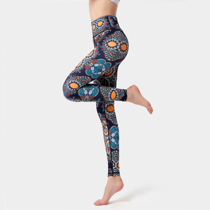 Flowers Leaves Birds Print Pants Sports Fitness Yoga Dance Leggings Women's Yoga Pants