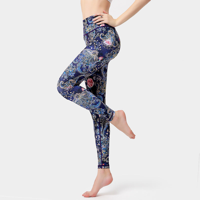 Flowers Leaves Birds Print Pants Sports Fitness Yoga Dance Leggings Women's Yoga Pants