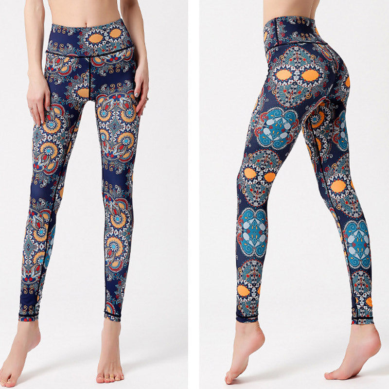 Flowers Leaves Birds Print Pants Sports Fitness Yoga Dance Leggings Women's Yoga Pants