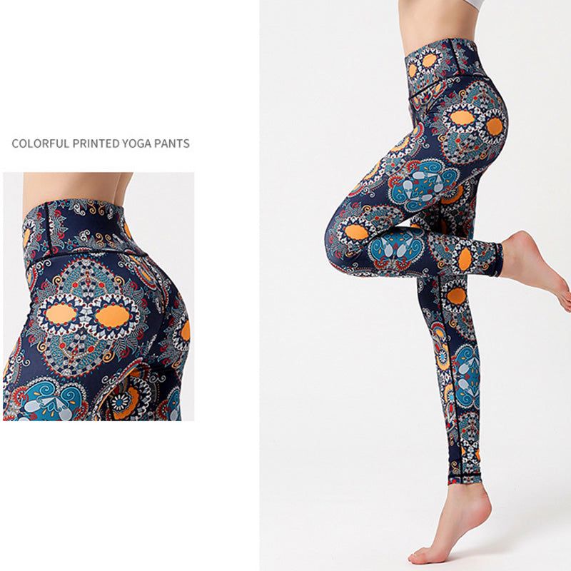 Flowers Leaves Birds Print Pants Sports Fitness Yoga Dance Leggings Women's Yoga Pants