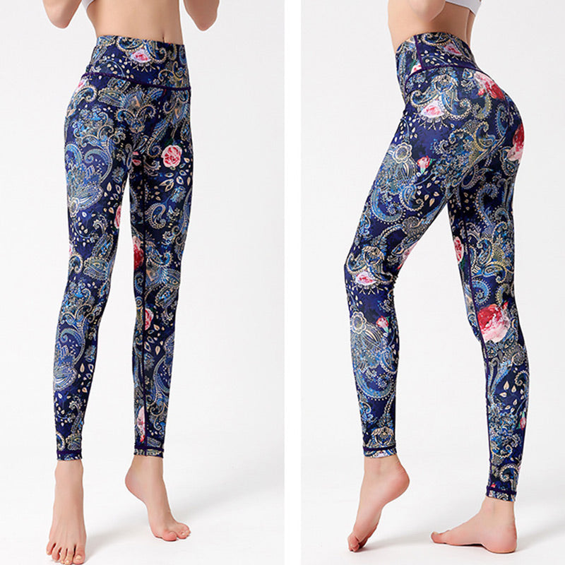 Flowers Leaves Birds Print Pants Sports Fitness Yoga Dance Leggings Women's Yoga Pants