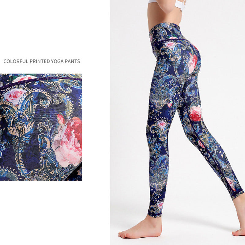 Flowers Leaves Birds Print Pants Sports Fitness Yoga Dance Leggings Women's Yoga Pants
