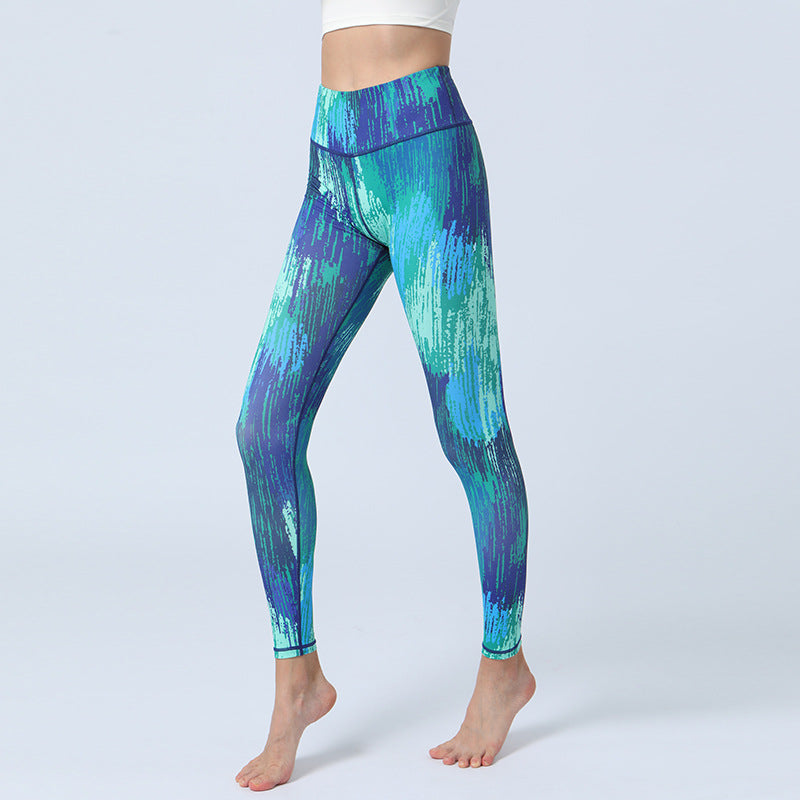 Leaves Print Pants Sports Fitness Yoga High Waist Leggings Women's Yoga Pants