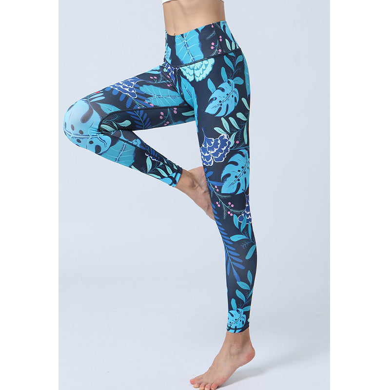 Leaves Print Pants Sports Fitness Yoga High Waist Leggings Women's Yoga Pants