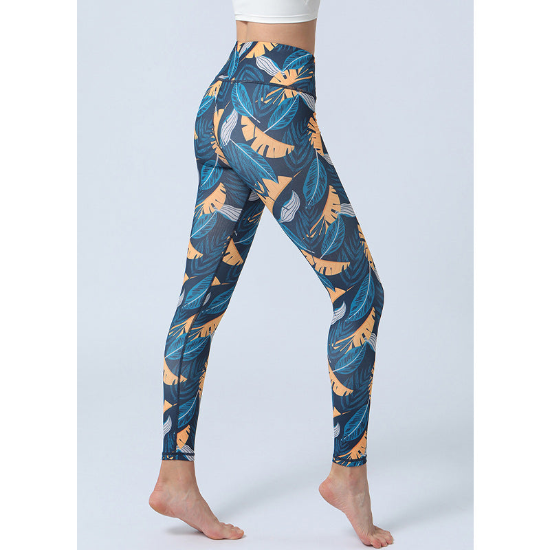 Leaves Print Pants Sports Fitness Yoga High Waist Leggings Women's Yoga Pants