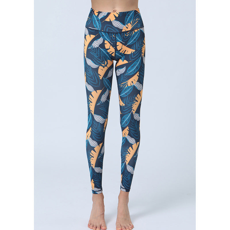 Leaves Print Pants Sports Fitness Yoga High Waist Leggings Women's Yoga Pants