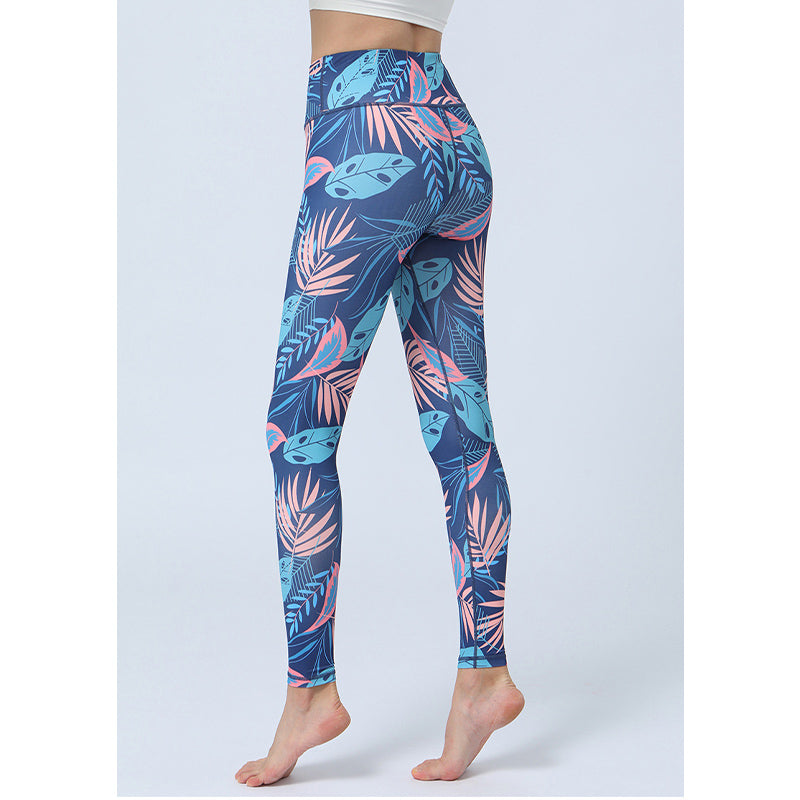 Leaves Print Pants Sports Fitness Yoga High Waist Leggings Women's Yoga Pants