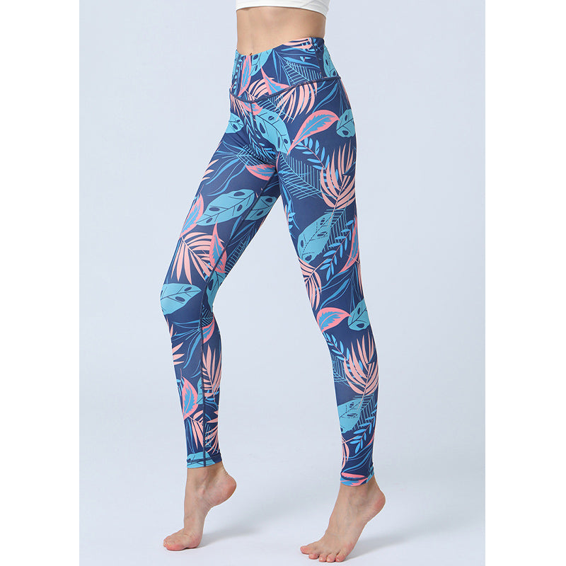 Leaves Print Pants Sports Fitness Yoga High Waist Leggings Women's Yoga Pants