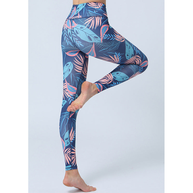 Leaves Print Pants Sports Fitness Yoga High Waist Leggings Women's Yoga Pants