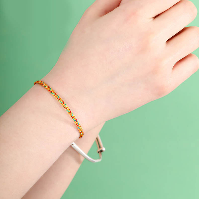 Handmade Multicolored Dragon Scale Pattern Braid String Bracelet
