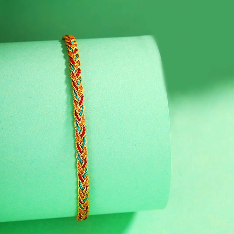 Handmade Multicolored Dragon Scale Pattern Braid String Bracelet