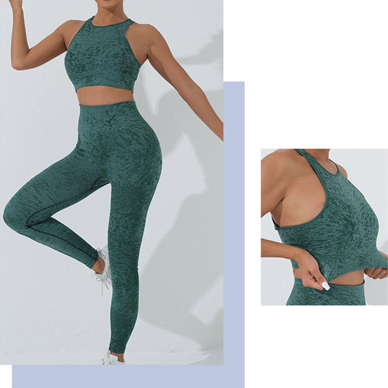 Seamless Fitness Crop Tank Top High Waist Leggings Pants Sports Gym Yoga Outfits