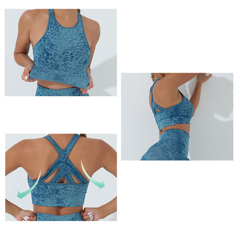 Seamless Fitness Crop Tank Top High Waist Leggings Pants Sports Gym Yoga Outfits