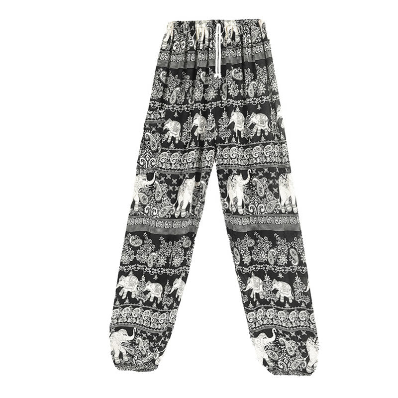 Boho Loose Elephant Pattern Harem Trousers Women's Yoga Pants