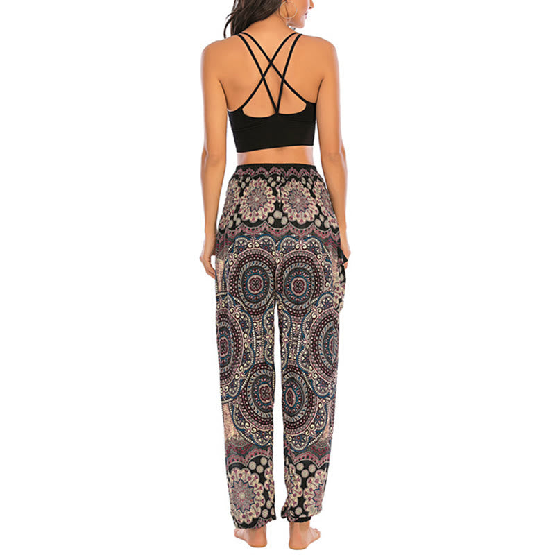 Boho Loose Round Geometric Pattern Harem Trousers Women's Yoga Pants