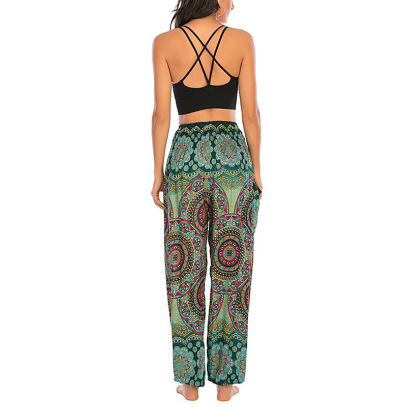 Boho Loose Round Geometric Pattern Harem Trousers Women's Yoga Pants