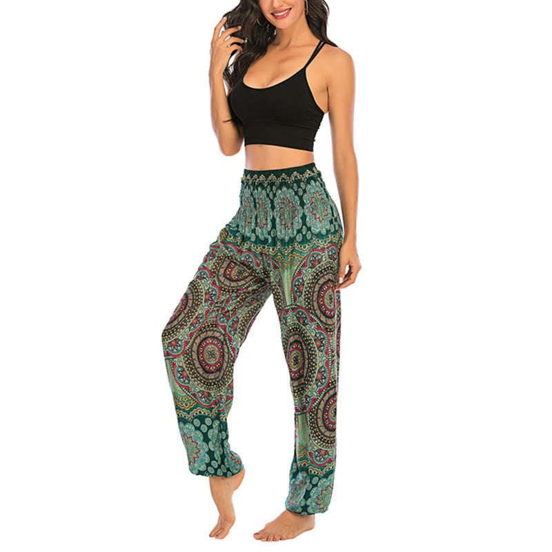 Boho Loose Round Geometric Pattern Harem Trousers Women's Yoga Pants