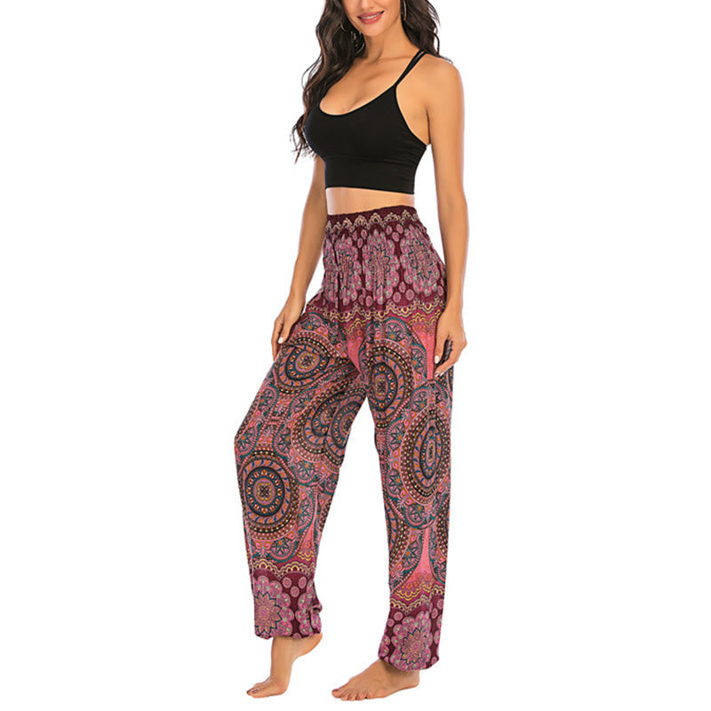 Boho Loose Round Geometric Pattern Harem Trousers Women's Yoga Pants