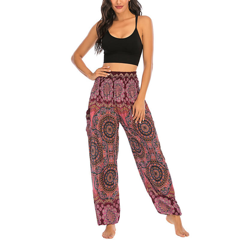 Boho Loose Round Geometric Pattern Harem Trousers Women's Yoga Pants