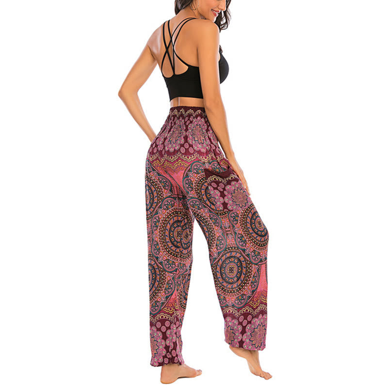 Boho Loose Round Geometric Pattern Harem Trousers Women's Yoga Pants