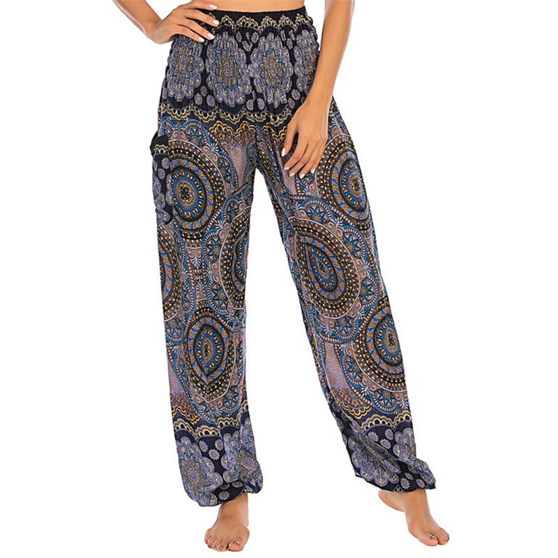 Boho Loose Round Geometric Pattern Harem Trousers Women's Yoga Pants