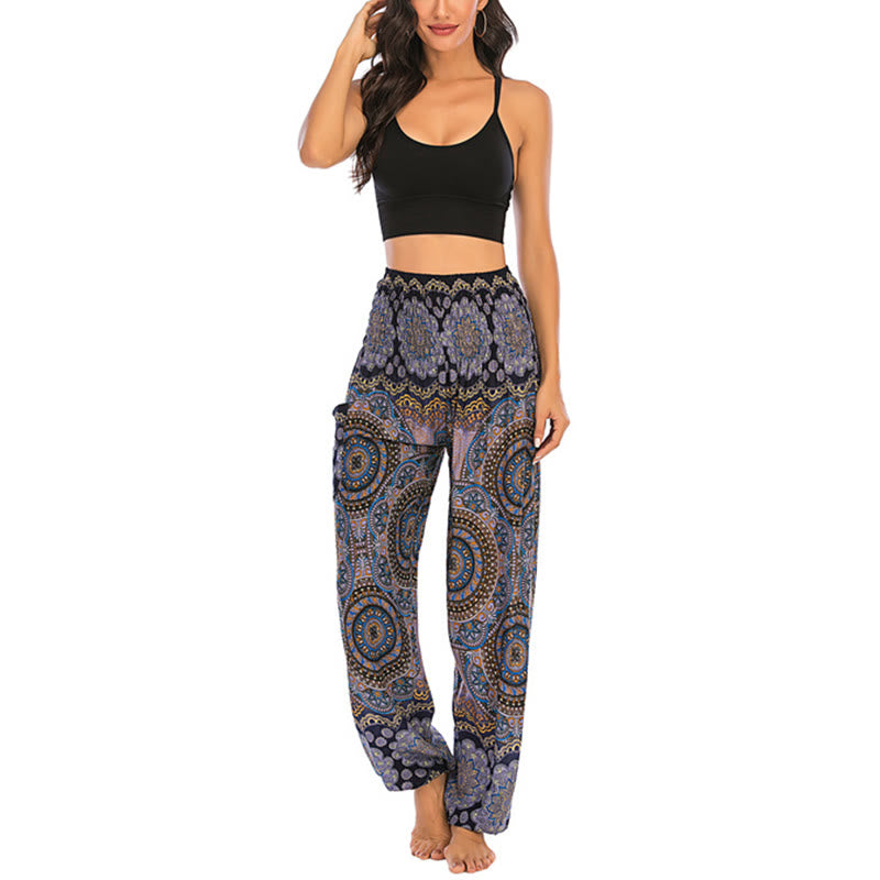 Boho Loose Round Geometric Pattern Harem Trousers Women's Yoga Pants