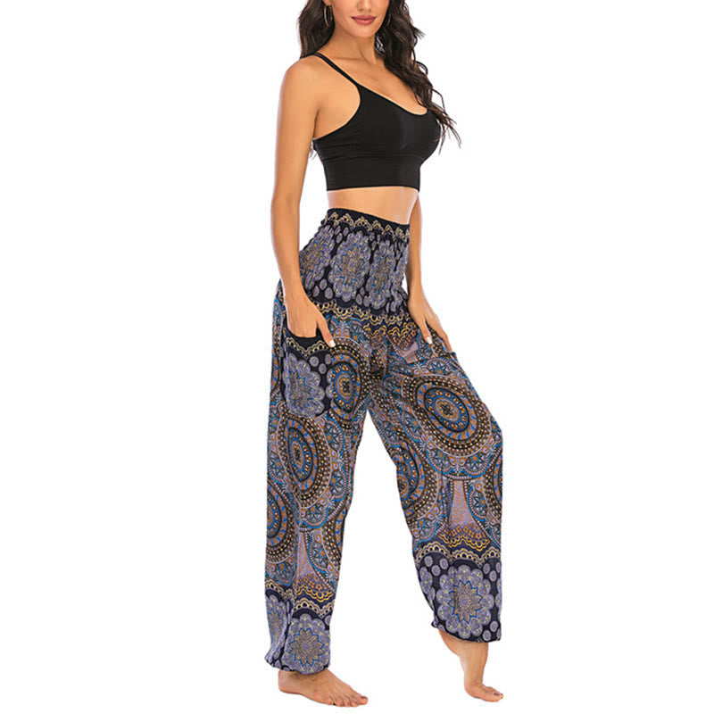 Boho Loose Round Geometric Pattern Harem Trousers Women's Yoga Pants