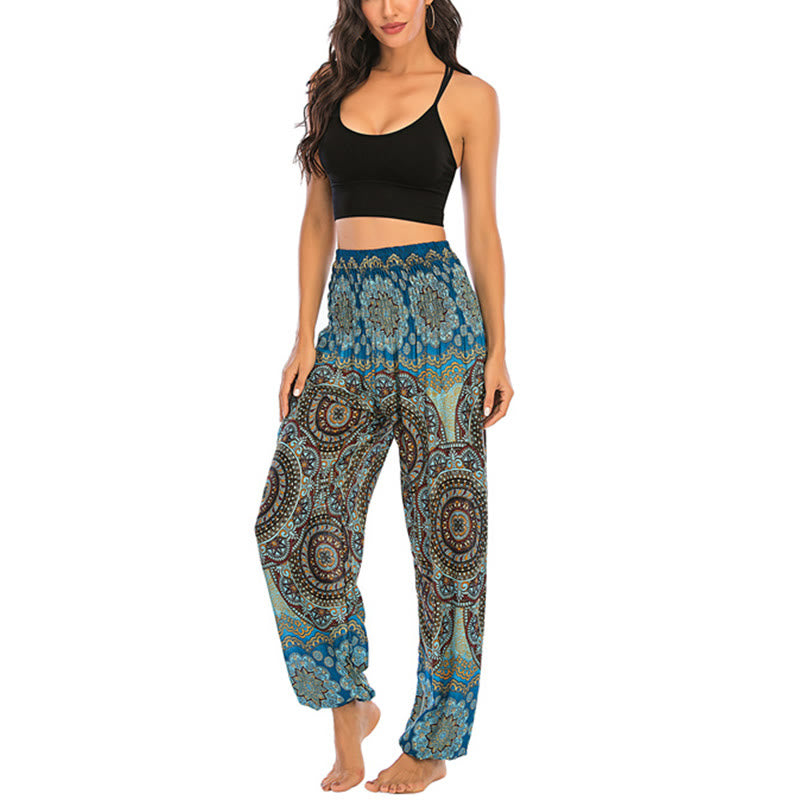 Boho Loose Round Geometric Pattern Harem Trousers Women's Yoga Pants