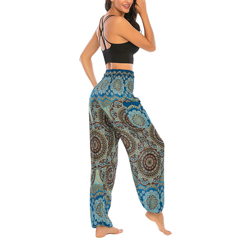 Boho Loose Round Geometric Pattern Harem Trousers Women's Yoga Pants
