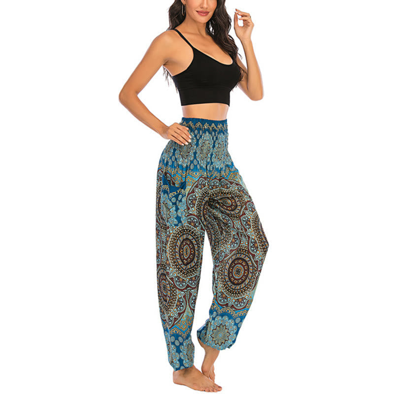 Boho Loose Round Geometric Pattern Harem Trousers Women's Yoga Pants