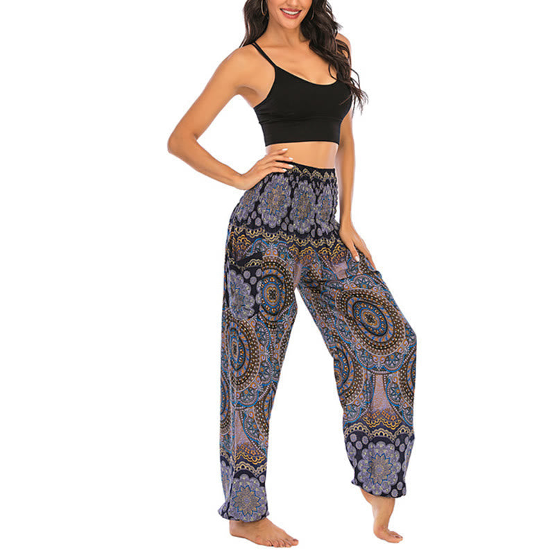 Boho Loose Round Geometric Pattern Harem Trousers Women's Yoga Pants