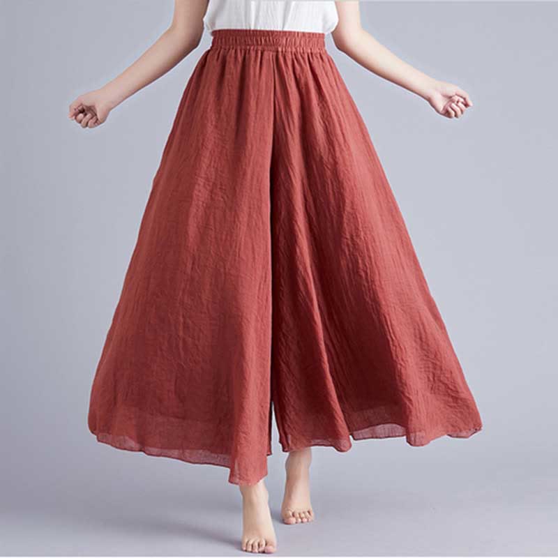 Women Casual Loose Cotton Linen Wide Leg Pants For Yoga Dance