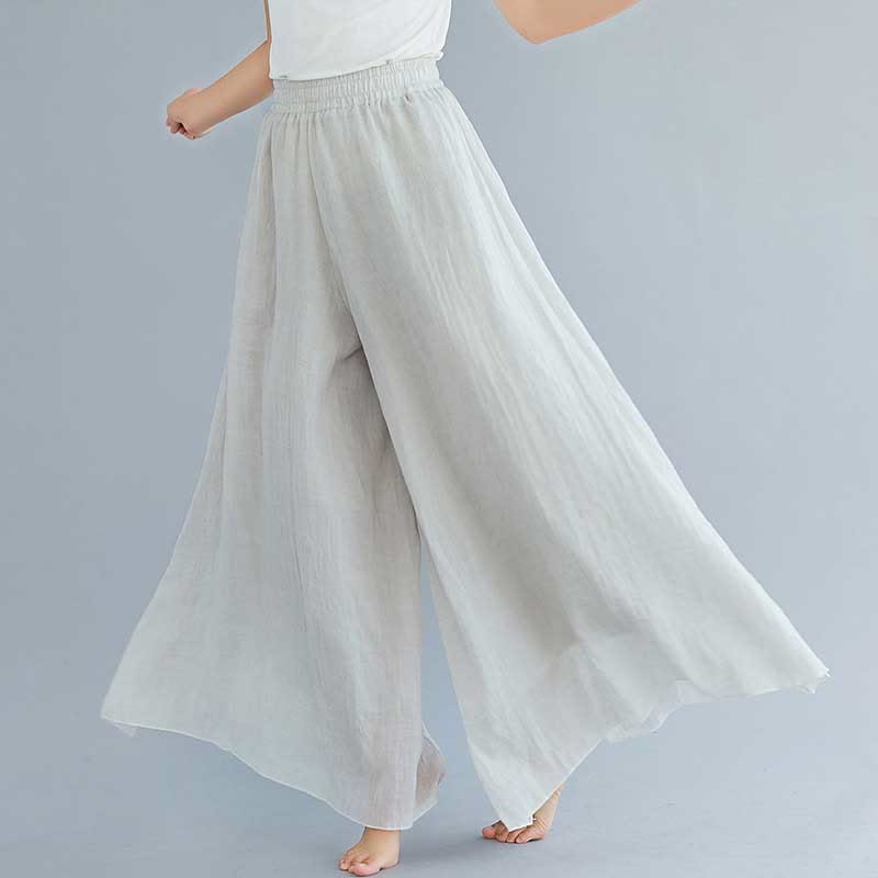 Women Casual Loose Cotton Linen Wide Leg Pants For Yoga Dance