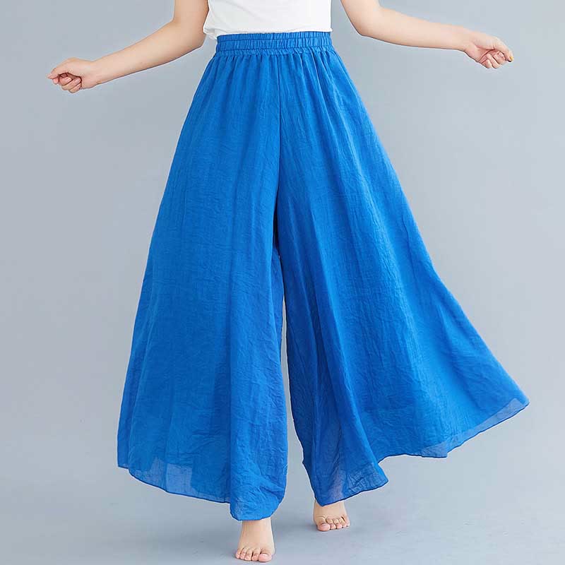 Women Casual Loose Cotton Linen Wide Leg Pants For Yoga Dance