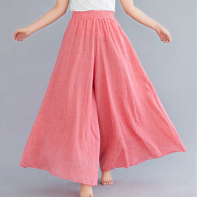 Women Casual Loose Cotton Linen Wide Leg Pants For Yoga Dance